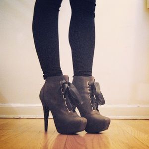 Betsey Johnson -  Lace Up Ribbon Platform Heels